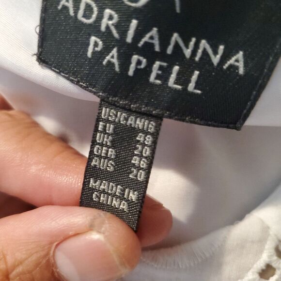 Adrianna Papell White Eyelet Sheath Dress Size 16 Missing Belt - Picture 6 of 8